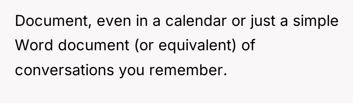 Document, even in a calendar or just a simple Word...