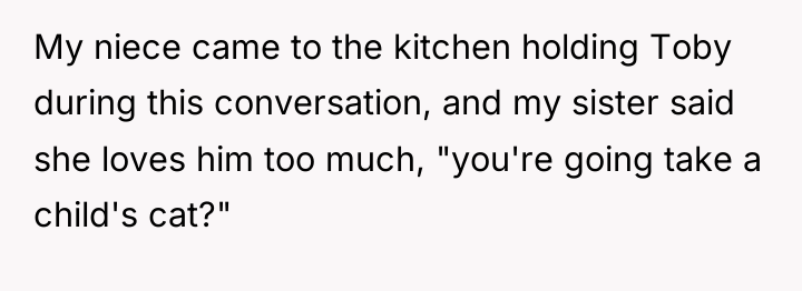 My niece came to the kitchen holding Toby during this...