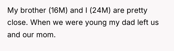 My brother (16M) and I (24M) are pretty close. When...