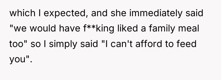 which I expected, and she immediately said "we would have...