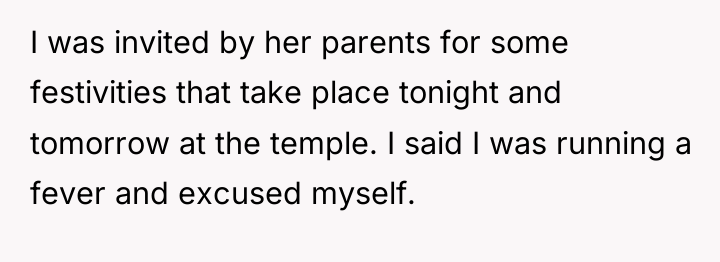I was invited by her parents for some festivities that...