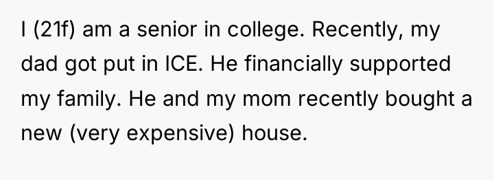 I (21f) am a senior in college. Recently, my dad...