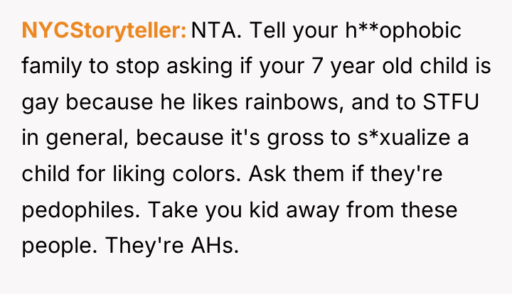 NYCStoryteller NTA. Tell your h**ophobic family to stop asking if...