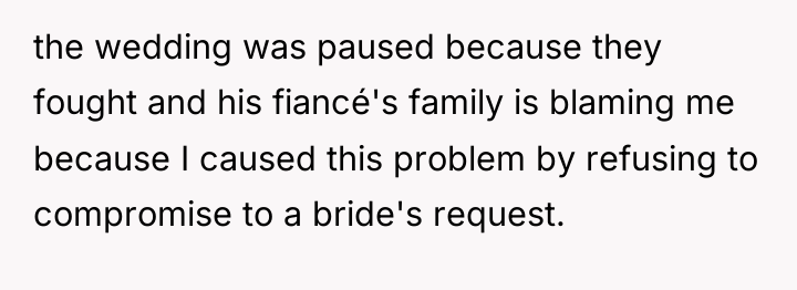 the wedding was paused because they fought and his fiancé's...