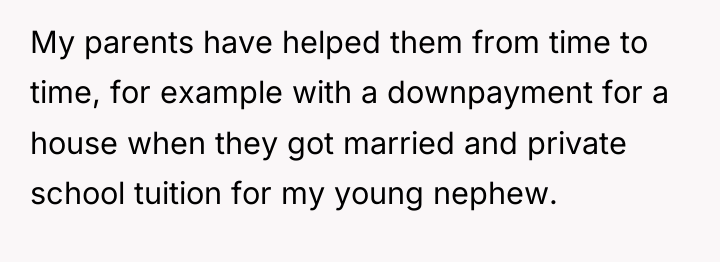 My parents have helped them from time to time, for...