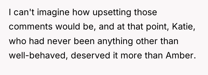 I can't imagine how upsetting those comments would be, and...