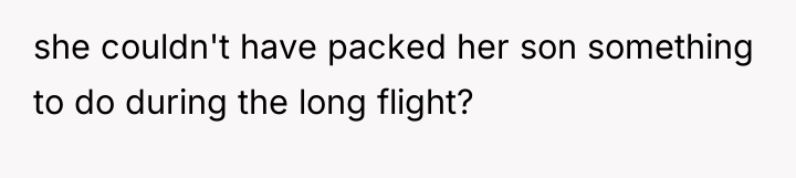 she couldn't have packed her son something to do during...