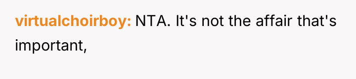 virtualchoirboy NTA. It's not the affair that's important,