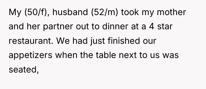 My (50/f), husband (52/m) took my mother and her partner...