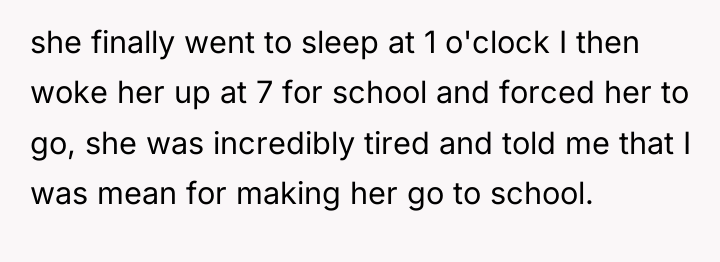 she finally went to sleep at 1 o'clock I then...