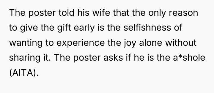 The poster told his wife that the only reason to...