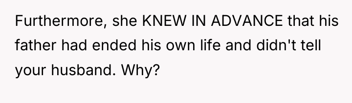 Furthermore, she KNEW IN ADVANCE that his father had ended...