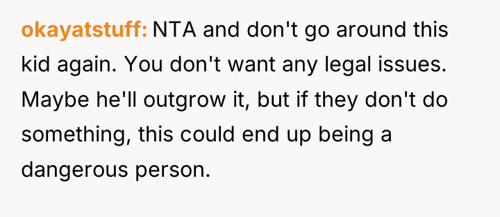 okayatstuff NTA and don't go around this kid again. You...