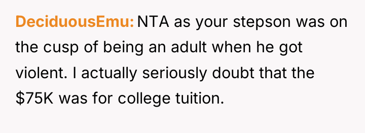 DeciduousEmu NTA as your stepson was on the cusp of...