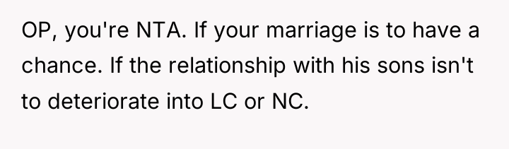 OP, you're NTA. If your marriage is to have a...