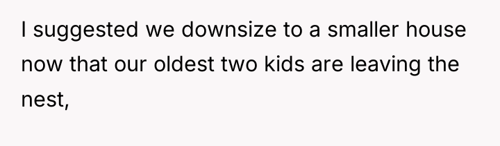 I suggested we downsize to a smaller house now that...