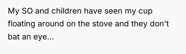 My SO and children have seen my cup floating around...