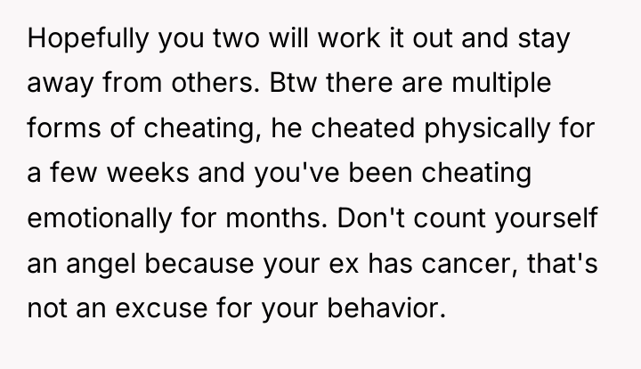 Hopefully you two will work it out and stay away...