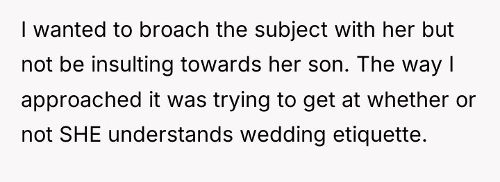 I wanted to broach the subject with her but not...
