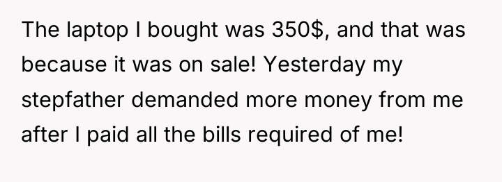 The laptop I bought was 350$, and that was because...