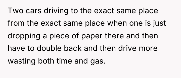 Two cars driving to the exact same place from the...