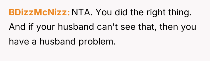 BDizzMcNizz NTA. You did the right thing. And if your...