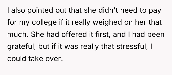 I also pointed out that she didn't need to pay...