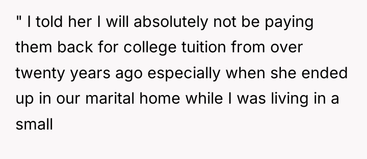 " I told her I will absolutely not be paying...