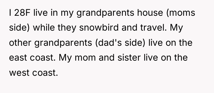 I 28F live in my grandparents house (moms side) while...