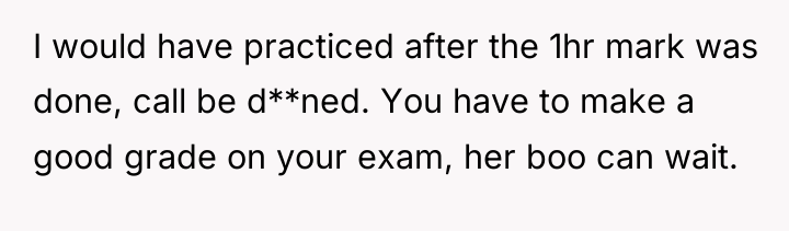 I would have practiced after the 1hr mark was done,...