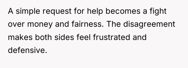 A simple request for help becomes a fight over money...
