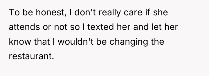 To be honest, I don't really care if she attends...