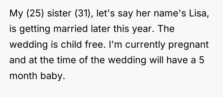 My (25) sister (31), let's say her name's Lisa, is...