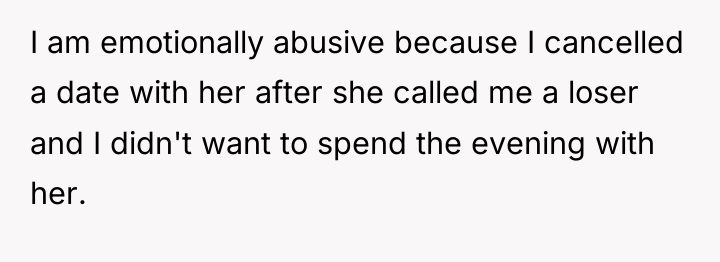 I am emotionally abusive because I cancelled a date with...