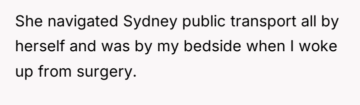 She navigated Sydney public transport all by herself and was...