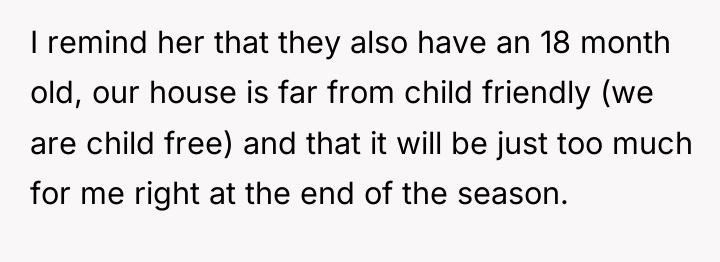I remind her that they also have an 18 month...