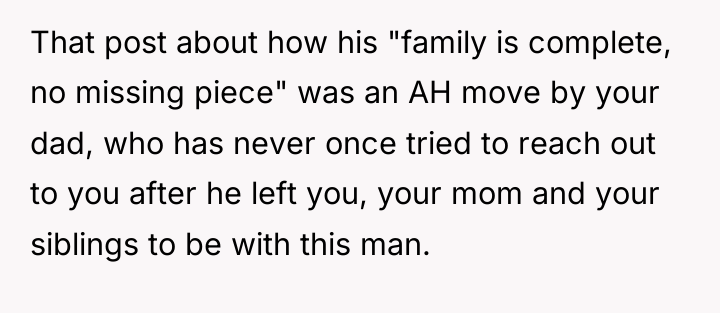 That post about how his "family is complete, no missing...