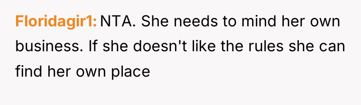 Floridagir1 NTA. She needs to mind her own business. If...