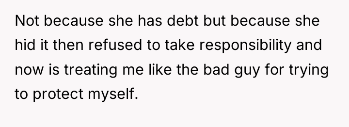 Not because she has debt but because she hid it...