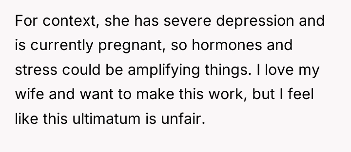 For context, she has severe depression and is currently pregnant,...