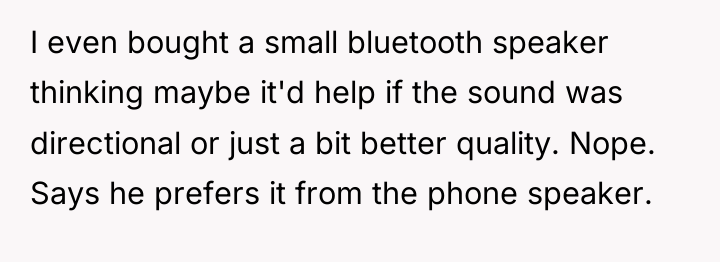 I even bought a small bluetooth speaker thinking maybe it'd...