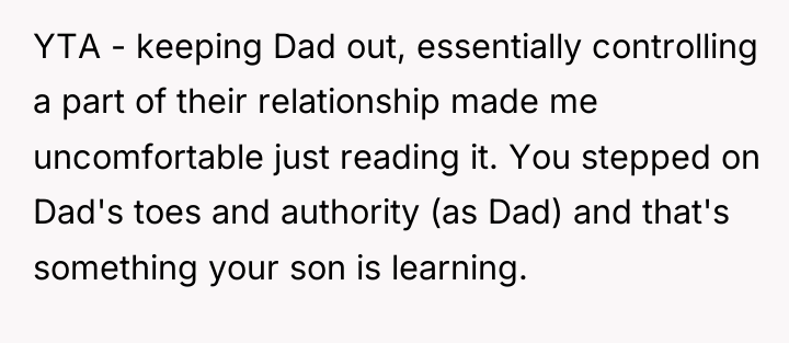 YTA - keeping Dad out, essentially controlling a part of...