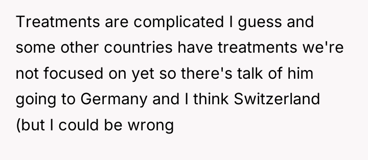Treatments are complicated I guess and some other countries have...