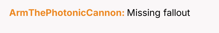 ArmThePhotonicCannon Missing fallout