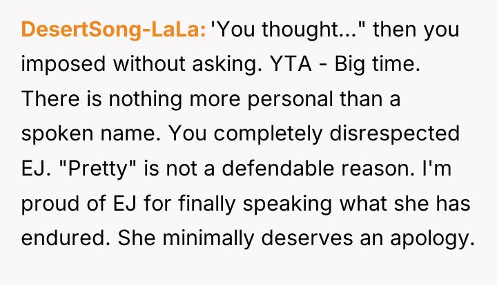 DesertSong-LaLa 'You thought..." then you imposed without asking. YTA -...