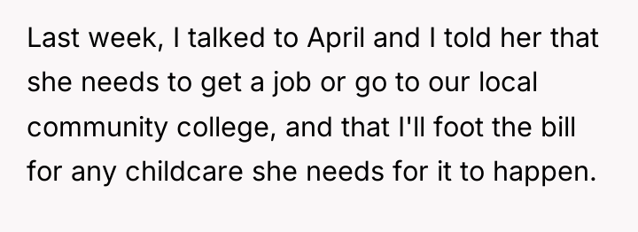 Last week, I talked to April and I told her...