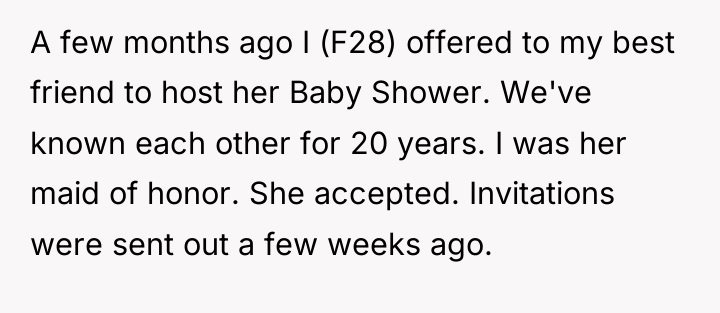 A few months ago I (F28) offered to my best...