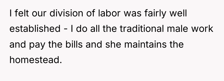 I felt our division of labor was fairly well established...