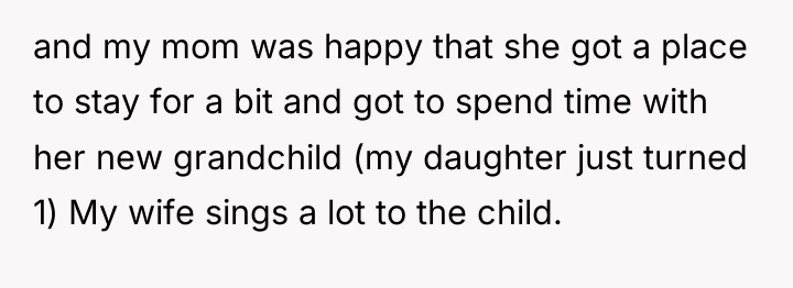 and my mom was happy that she got a place...