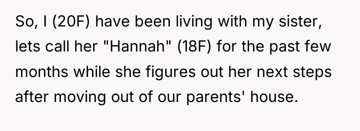 So, I (20F) have been living with my sister, lets...